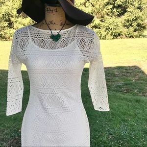 {express} white crochet dress